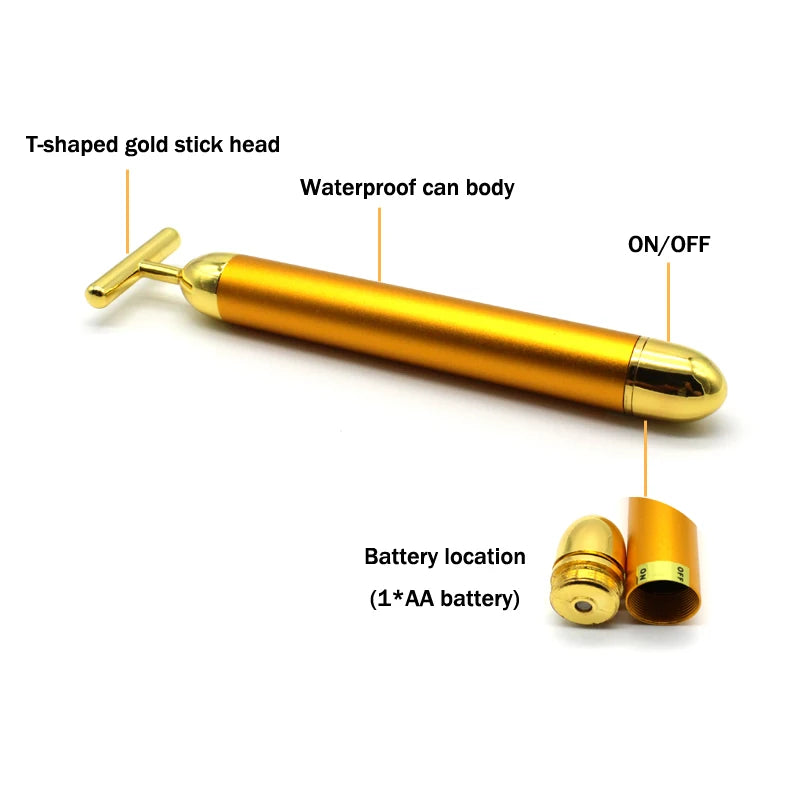 Portable 24k gold beauty roller for skincare and anti-aging
