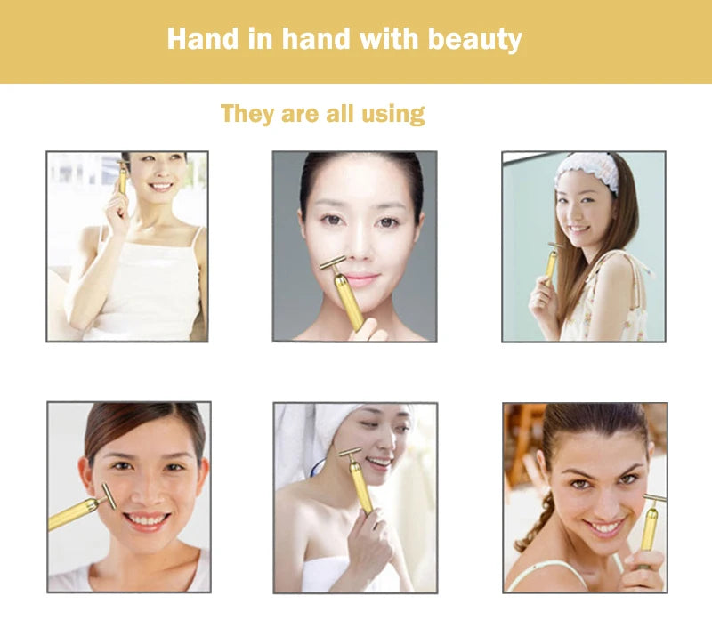 Portable 24k gold beauty roller for skincare and anti-aging