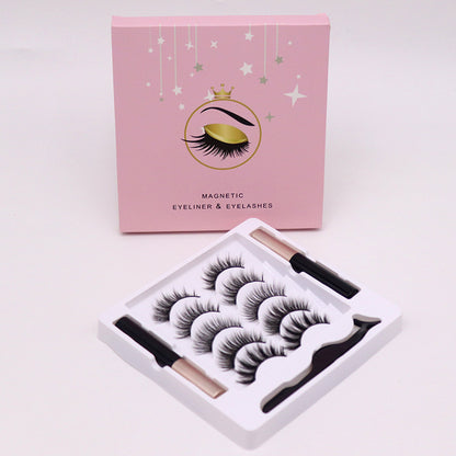 Long lasting magnetic eyelash set for easy lash application