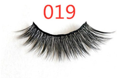 Pair of false eyelashes with '019' in red text on a white background
