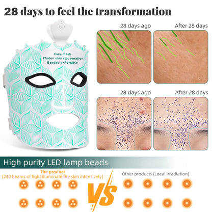 LED skincare tool paired with skincare cleanser and face wash