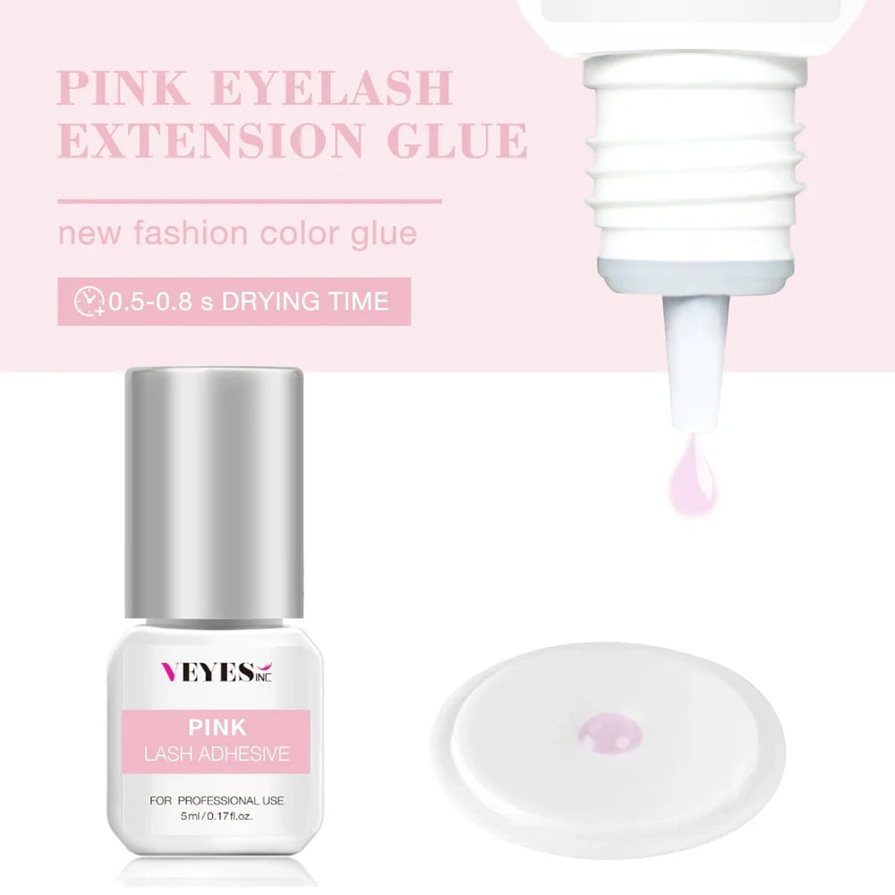Professional eyelash extension products kit with lashes and adhesive
