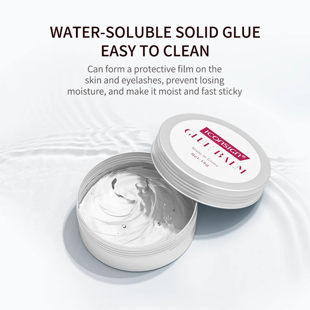 Balm-based lash lift glue for salon use with lash extension care products and aftercare