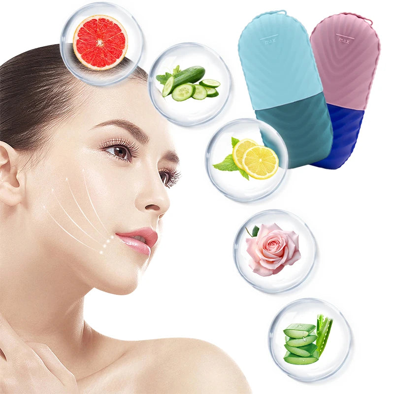 Ice facial massage roller for reducing puffiness and lifting skin