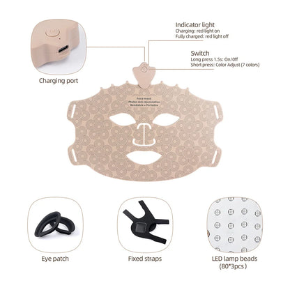 7 Colors Silicone LED Mask Face